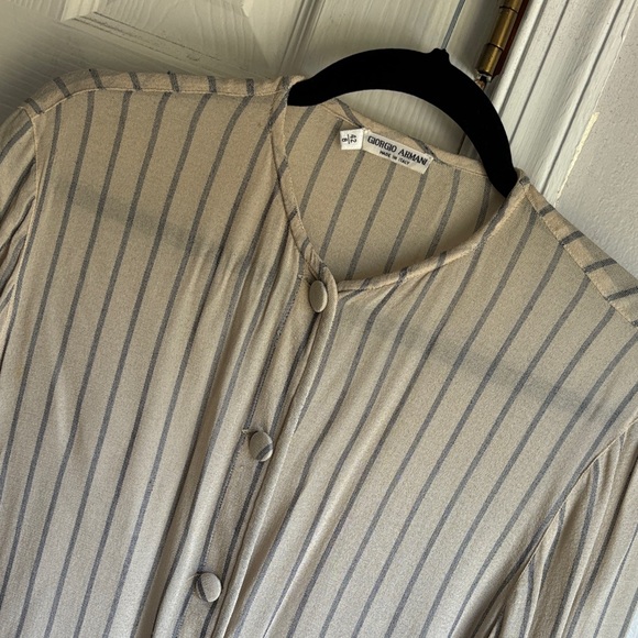 Giorgio Armani Taupe and Gray Striped Top - Picture 1 of 4